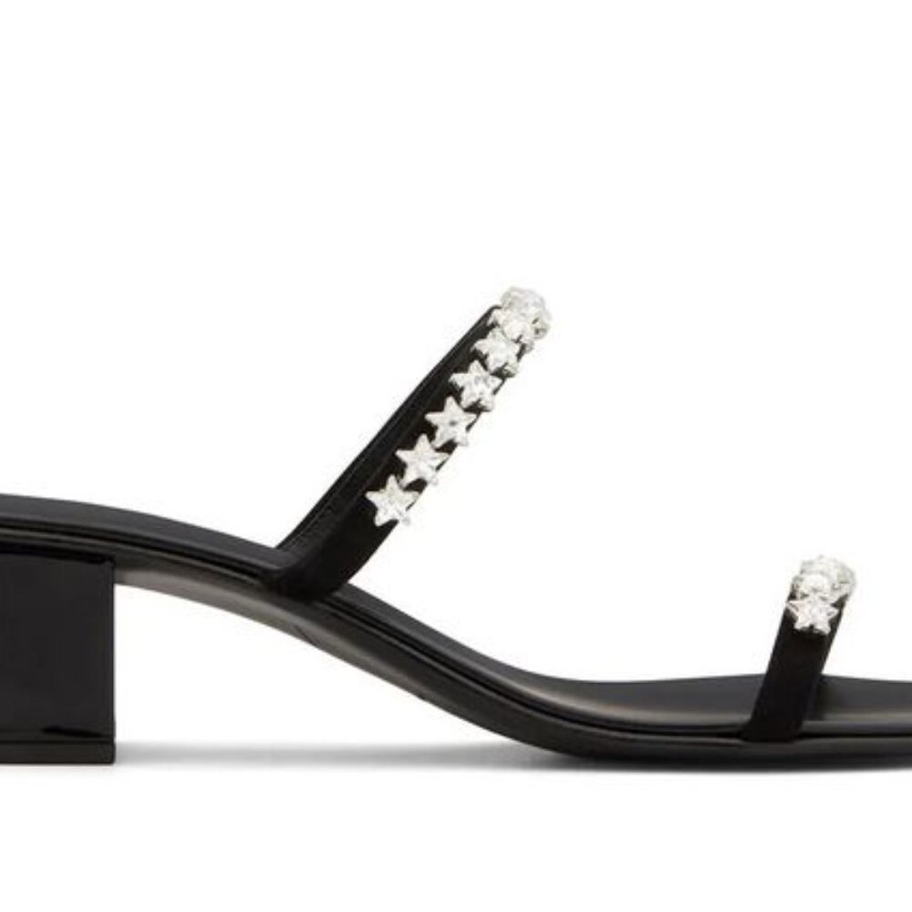 New Giuseppe Zanotti Womens US 9 Star Crystal Embellished Sandal Black E000124